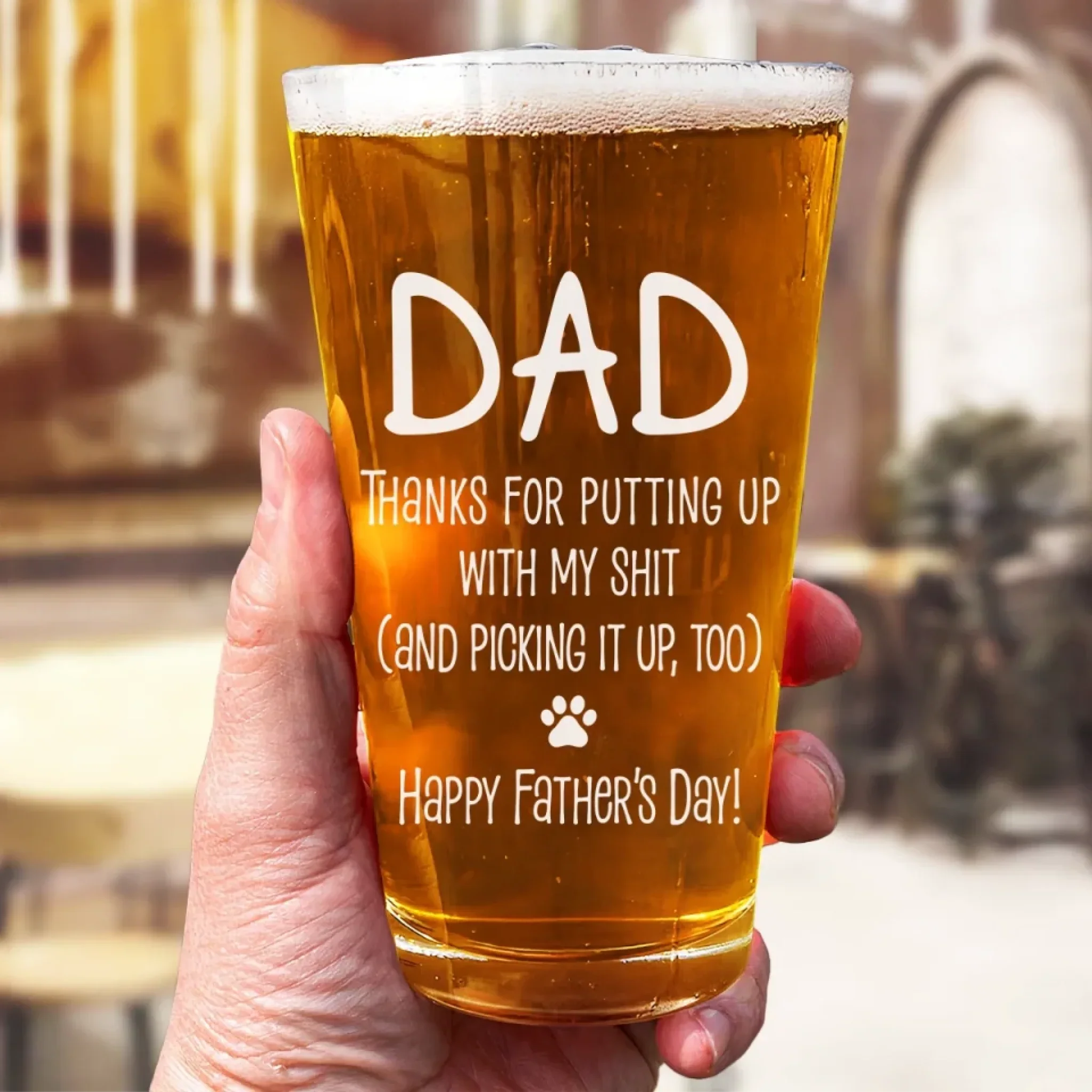 Happy Father's Day To My Snack Provider - Dog Personalized Custom Beer Glass - Father's Day, Gift For Pet Owners, Pet Lovers - Image 3