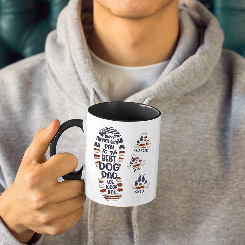 Happy Father's Day To The Best Dog Dad I Woof You - Dog Personalized Custom Accent Mug - Father's Day, Independence Day, Gift For Pet Owners, Pet Lovers - Image 3