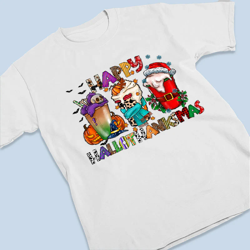 Happy Hallothanksmas - Unisex T-shirt, Hoodie, Sweatshirt - Christmas Gift For Yourself - Image 2