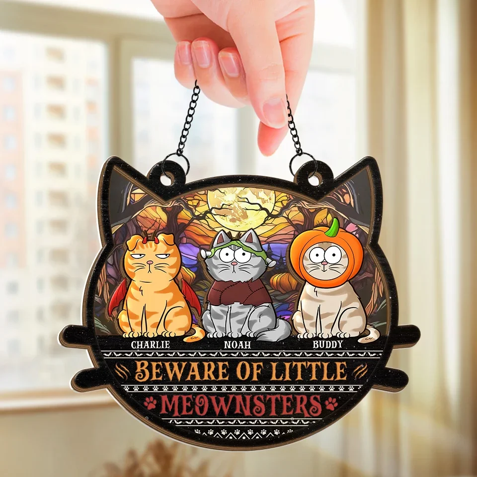 Happy Halloween To All - Cat Personalized Window Hanging Suncatcher - Halloween Gift For Pet Owners, Pet Lovers - Image 3