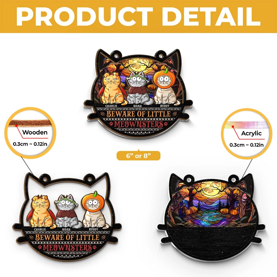 Happy Halloween To All - Cat Personalized Window Hanging Suncatcher - Halloween Gift For Pet Owners, Pet Lovers - Image 5