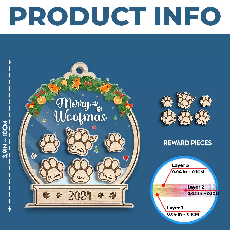 Happy Happy Pawlidays - Dog & Cat Personalized Custom 3 Layers Shaker Ornament - Christmas Gift For Pet Owners, Pet Lovers - Image 5