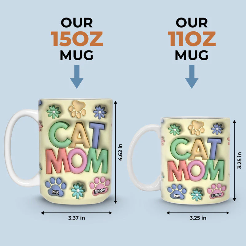 Happy Howlidays Cat Mom Dog Mom - Dog & Cat Personalized Custom 3D Inflated Effect Printed Mug - Christmas Gift For Pet Owners, Pet Lovers - Image 4