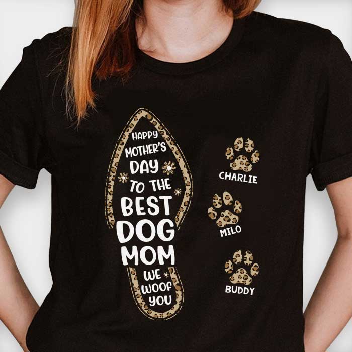Happy Mother's Day To The Best Dog Mom Paw Print - Gift For Mother's Day - Personalized Unisex T-Shirt, Hoodie - Image 2