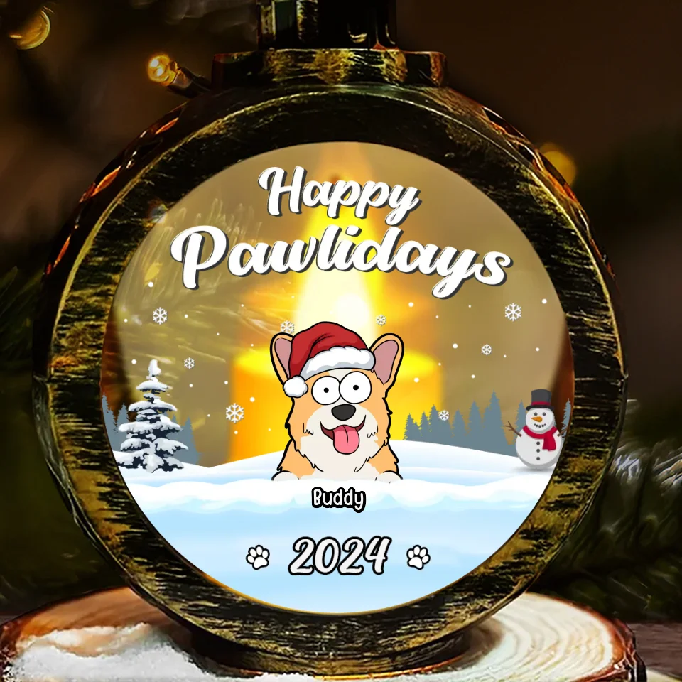 Happy Pawlidays - Dog & Cat Personalized Custom Candlelight Lantern Ornament - Christmas Gift For Pet Owners, Pet Lovers - Image 2