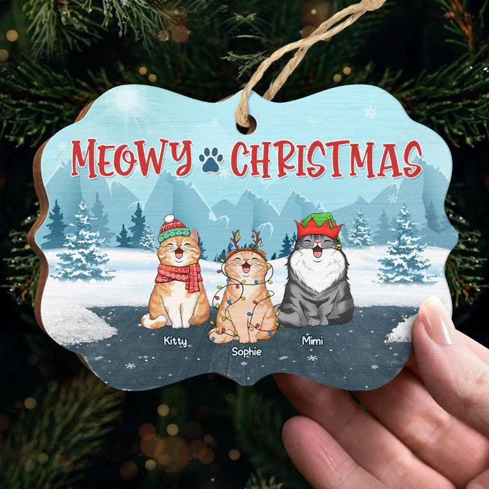 Happy Pawlidays - Dog & Cat Personalized Custom Ornament - Wood Benelux Shaped  - Christmas Gift For Pet Owners, Pet Lovers - Image 3