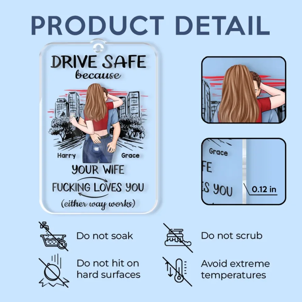 Have A Safe Journey - Couple Personalized Custom Car Ornament - Acrylic Custom Shaped - Gift For Husband Wife, Anniversary - Image 5