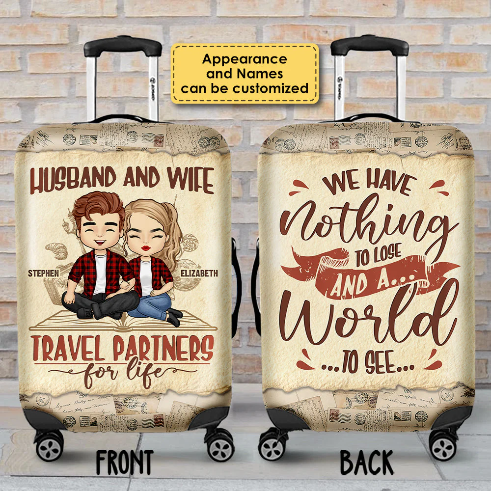 Have A World To See - Personalized Luggage Cover - Gift For Couples, Husband Wife - Image 3