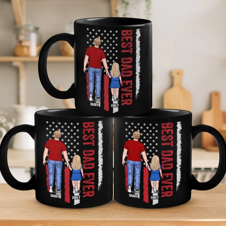 Having Someone To Love Is Family - Family Personalized Custom Black Mug - Father's Day, Gift For Dad, Grandpa - Image 4