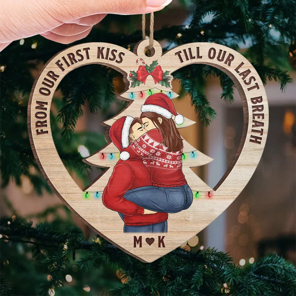 Having The Merriest Christmas With The Love Of My Life - Couple Personalized Custom Ornament - Wood Custom Shaped - Christmas Gift For Husband Wife, Anniversary - Image 4
