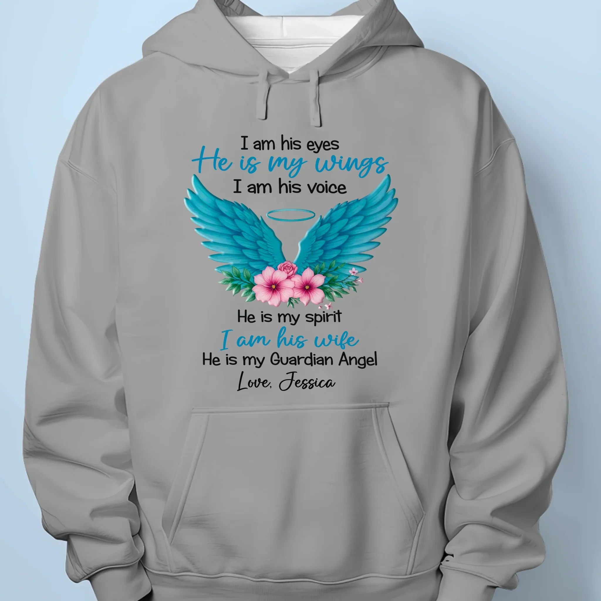 He Is My Angel, I Am His Wife - Memorial Personalized Custom Unisex T-shirt, Premium T-shirt, Hoodie - Sympathy Gift For Family Members - Image 7