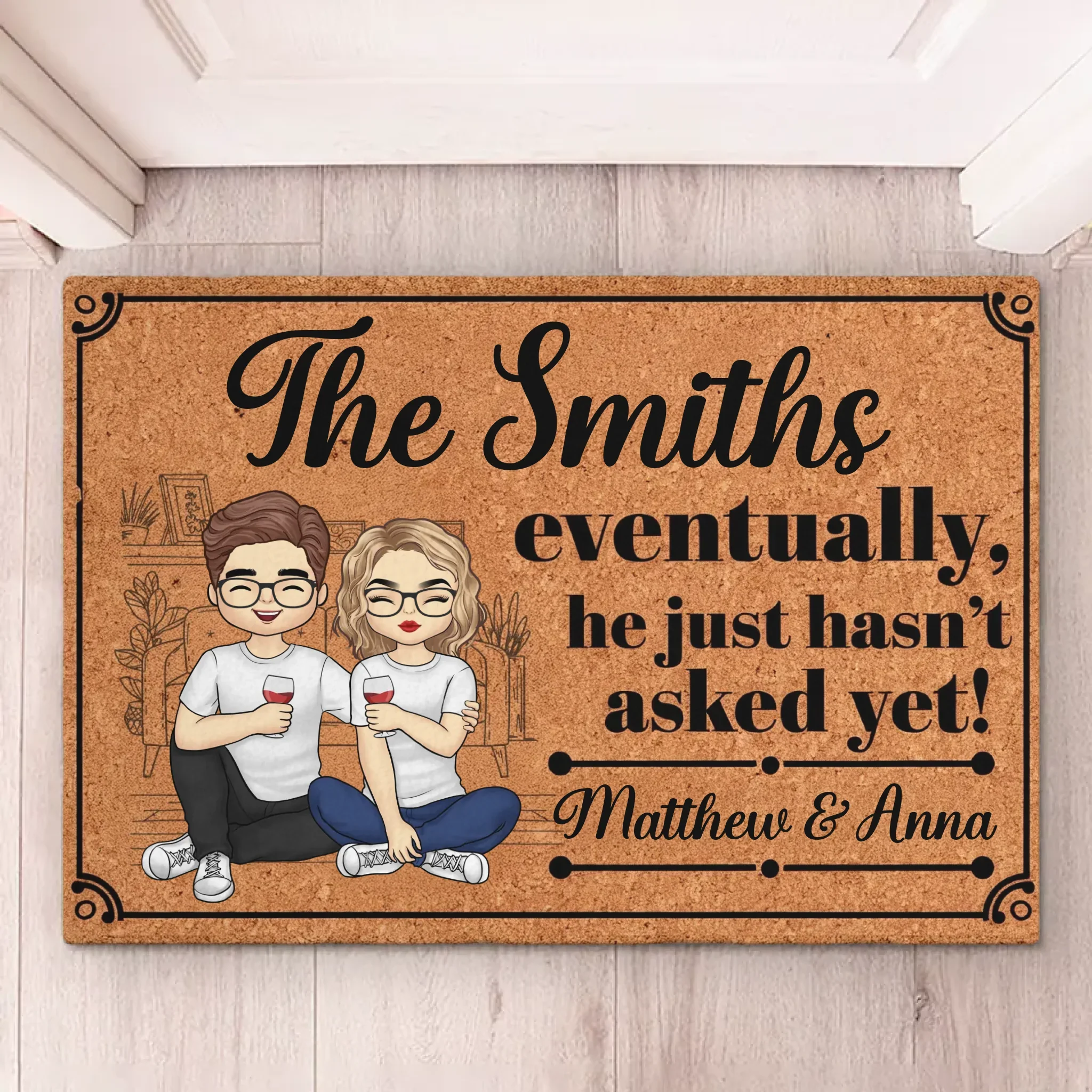 He Just Hasn't Asked Yet - Couple Personalized Custom Home Decor Decorative Mat - House Warming Gift For Husband Wife, Anniversary - Image 2