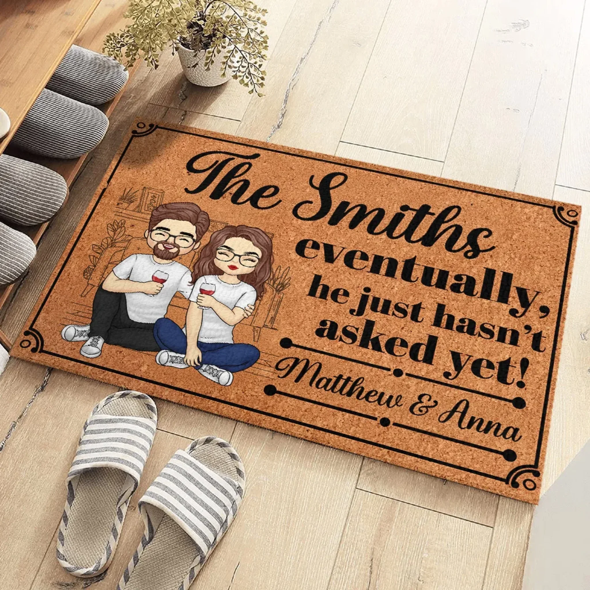 He Just Hasn't Asked Yet - Couple Personalized Custom Home Decor Decorative Mat - House Warming Gift For Husband Wife, Anniversary - Image 3