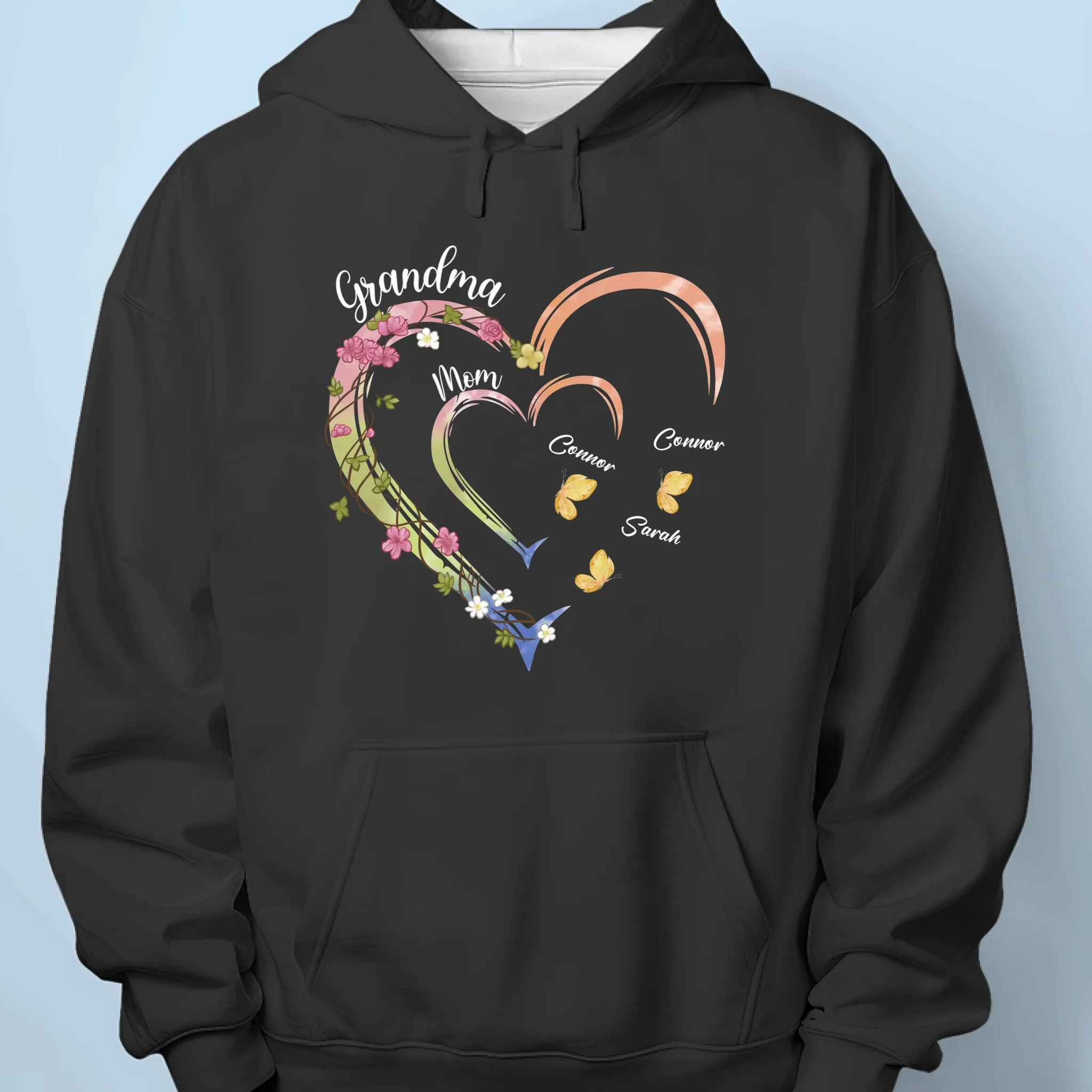 Hearts Forever Connected - Family Personalized Custom Unisex T-shirt, Premium T-shirt, Hoodie - Mother's Day, Gift For Mom, Grandma - Image 7
