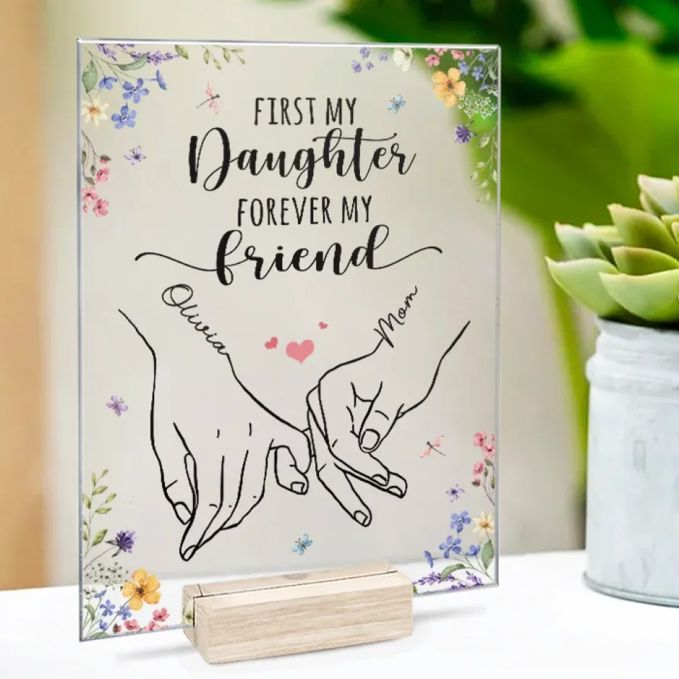 Her Hand Is My Safe Place - Family Personalized Custom Rectangle Shaped Acrylic Plaque - Gift For Mom - Image 4