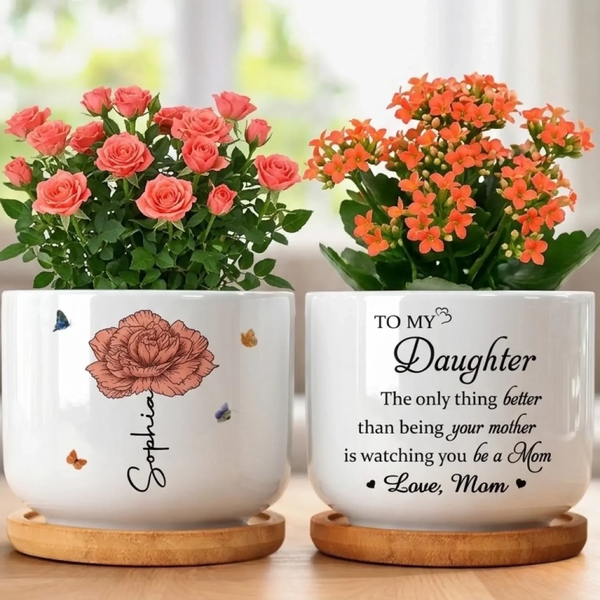 Her Love Blooms In Every Season - Family Personalized Custom Home Decor Ceramic Plant Pot - Mother's Day, House Warming Gift For Mom, Daughter - Image 3