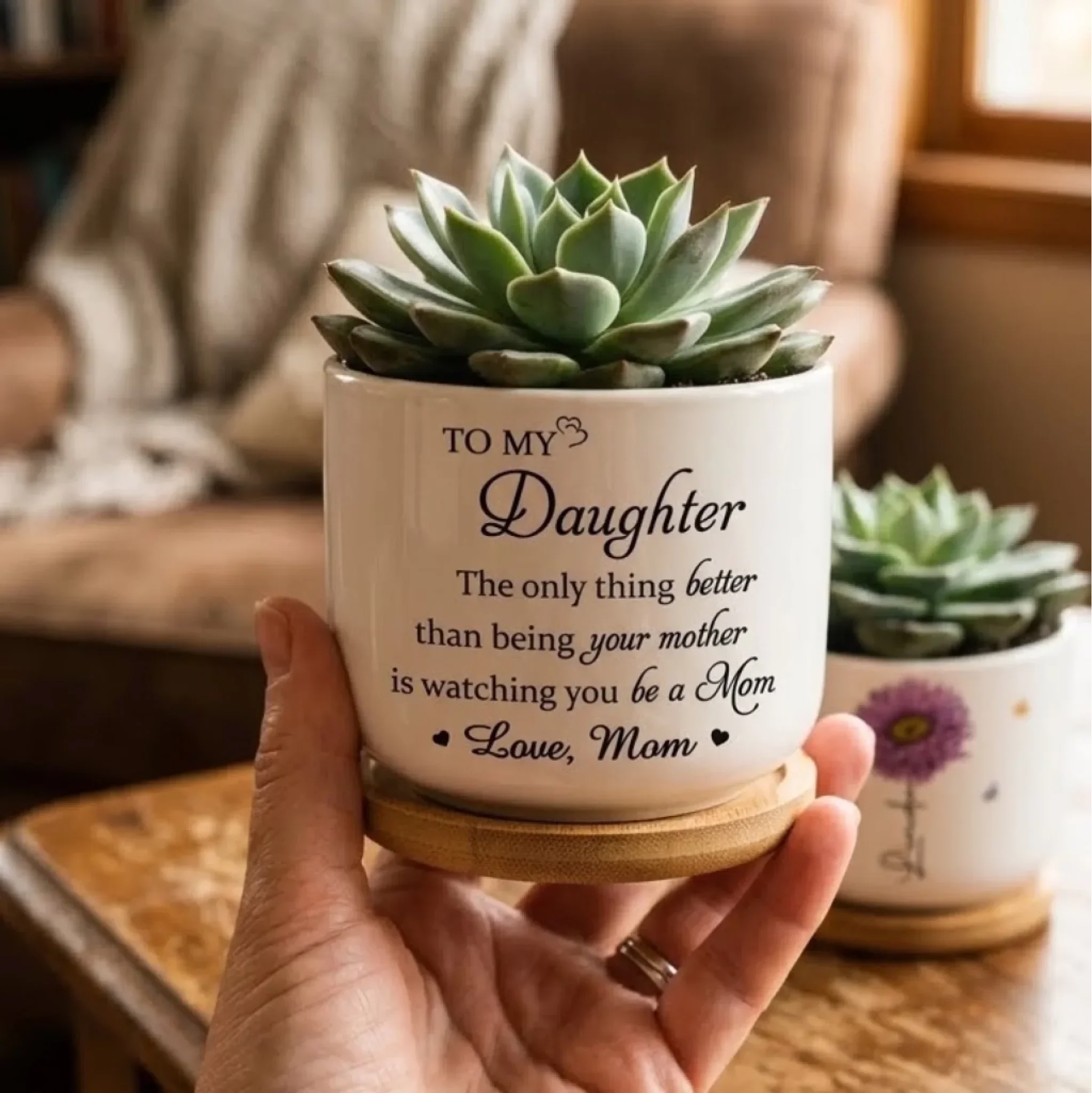 Her Love Blooms In Every Season - Family Personalized Custom Home Decor Ceramic Plant Pot - Mother's Day, House Warming Gift For Mom, Daughter - Image 6
