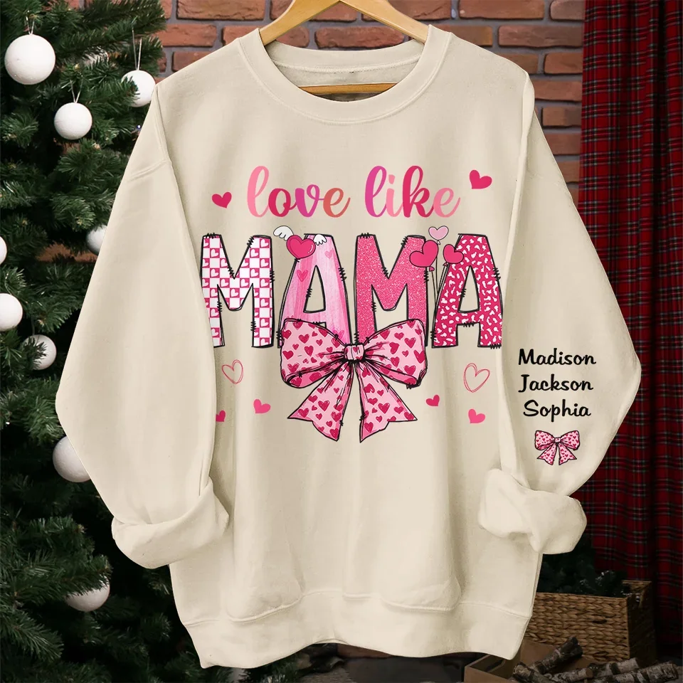 Her Love Is In Every Moment - Family Personalized Custom Unisex Sweatshirt, Hoodie With Design On Sleeve - Gift For Mom, Grandma - Image 4
