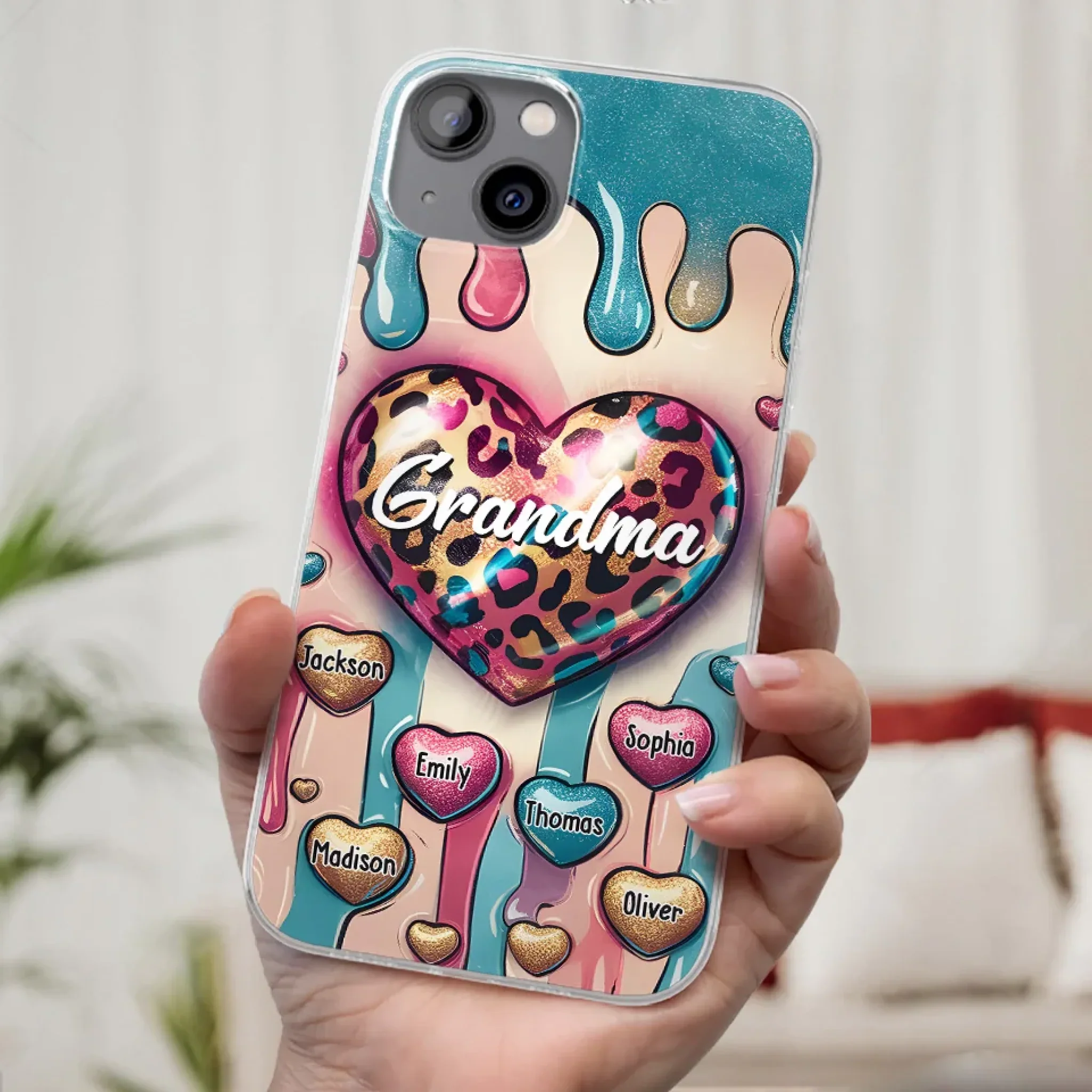 Her Love Is Infinite, Her Bond Unbreakable - Family Personalized Custom 3D Inflated Effect Printed Clear Phone Case - Gift For Mom, Grandma - Image 32