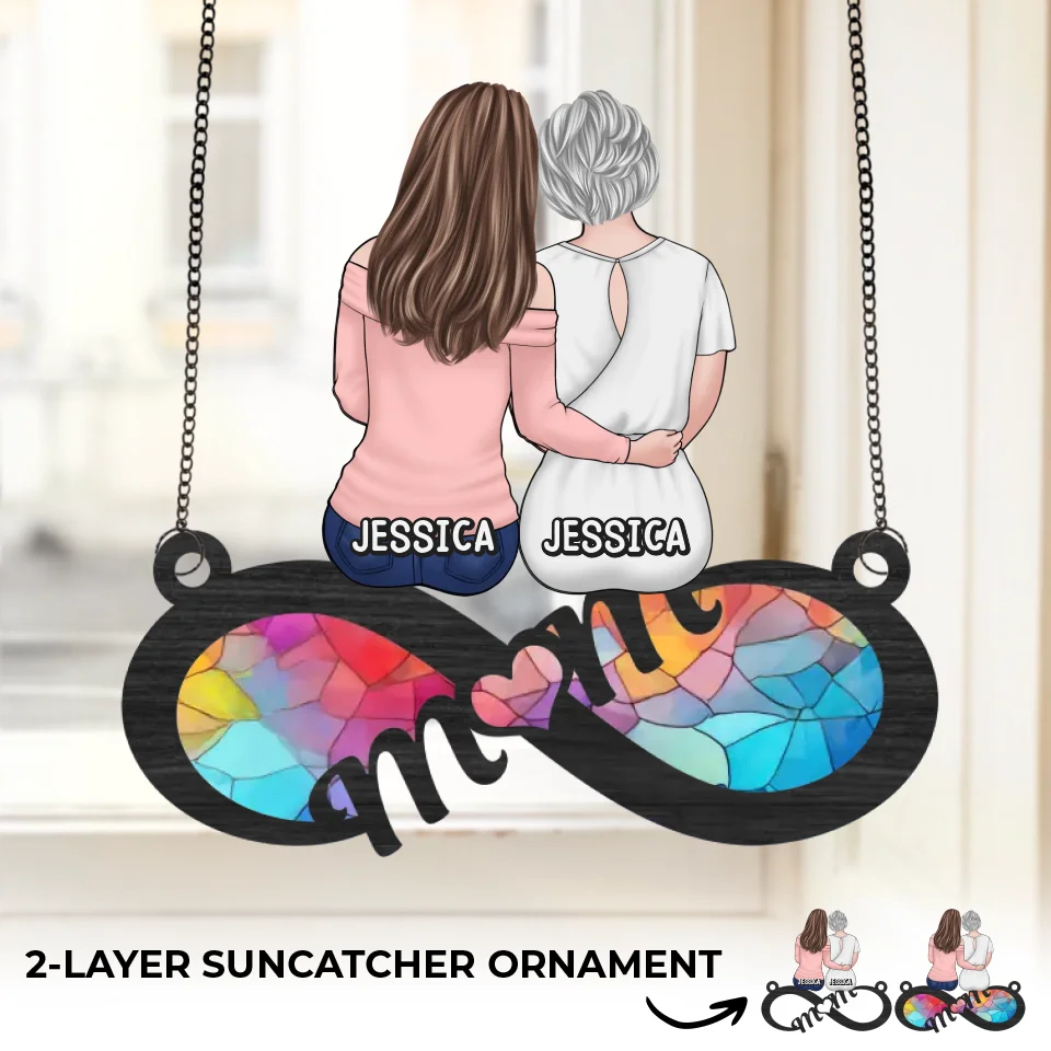 Her Love Is Our Forever Compass - Family Personalized Window Hanging Suncatcher Ornament - Gift For Mom - Image 2