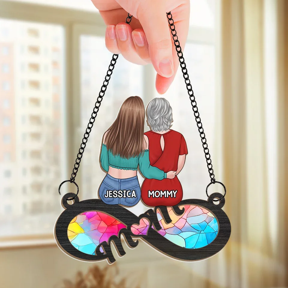 Her Love Is Our Forever Compass - Family Personalized Window Hanging Suncatcher Ornament - Gift For Mom - Image 3