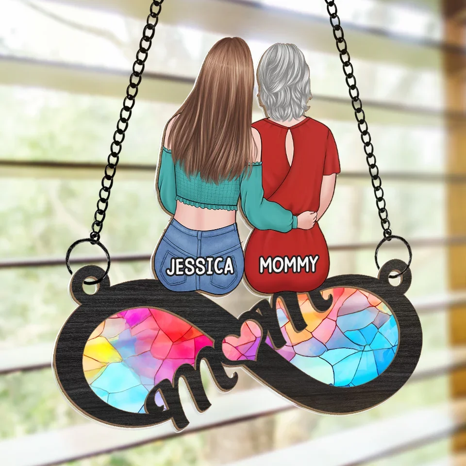 Her Love Is Our Forever Compass - Family Personalized Window Hanging Suncatcher Ornament - Gift For Mom - Image 4