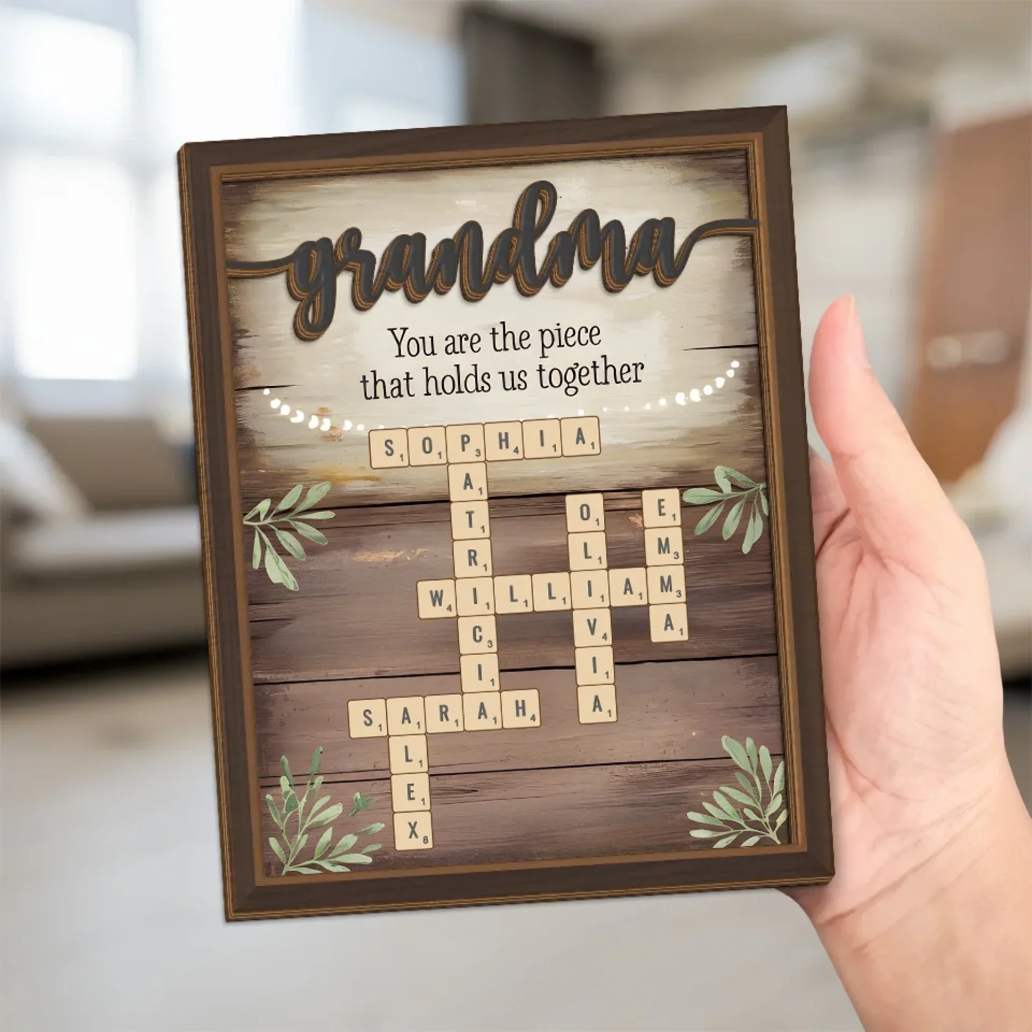 Her Love Is The Thread That Stitches Our Family Together - Family Personalized Custom 2-Layered Wooden Plaque With Stand - Mother's Day Gift For Mom, Grandma - Image 5