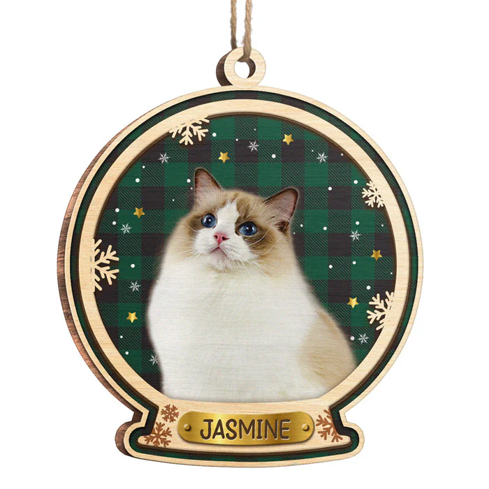 Here Comes Santa Paws - Personalized Custom Round Shaped Wood Photo Christmas Ornament - Upload Image, Gift For Pet Lovers, Christmas Gift - Image 2