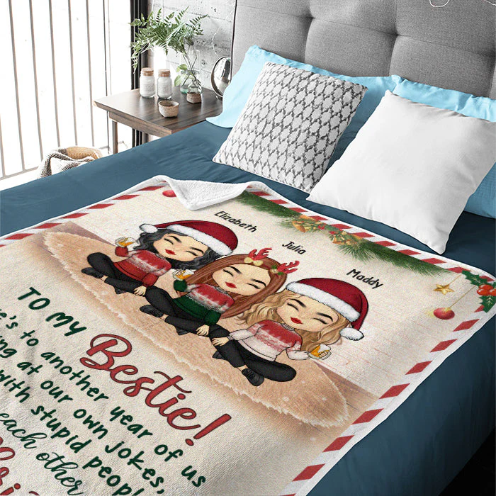 Here's Another Year Of Us Bonding Together - Bestie Personalized Custom Blanket - Christmas Gift For Best Friends, BFF, Sisters - Image 5