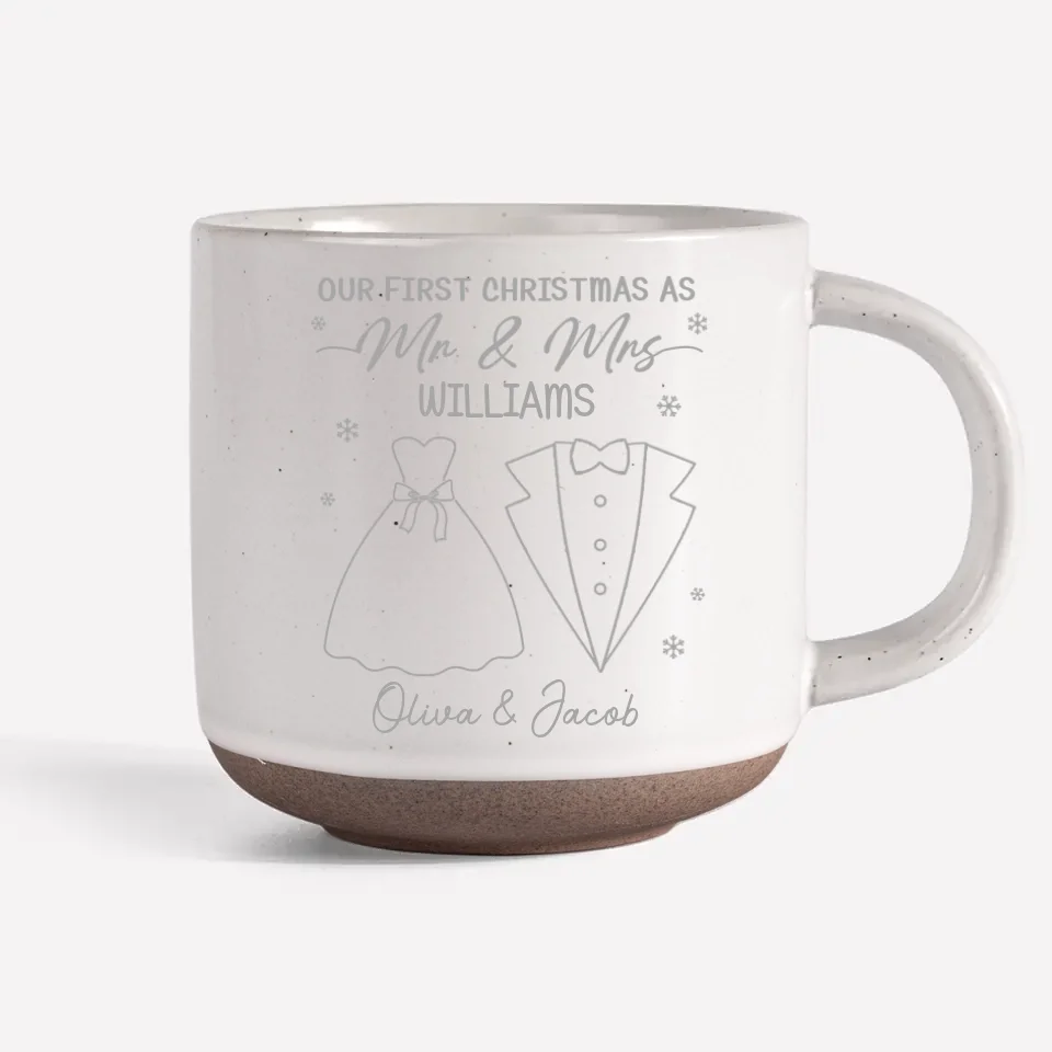 Here’s To Cozy Mornings And Warm Moments - Couple Personalized Custom Pottery Mug - Christmas Gift For Husband Wife, Anniversary, First Christmas - Image 7