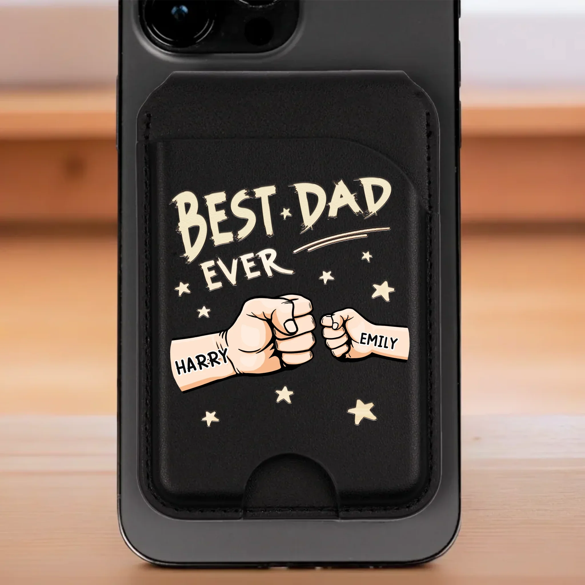 His Hands, Our Heroes - Family Personalized Custom Magnetic Wallet For iPhone - Father's Day, Gift For Dad, Grandpa - Image 2