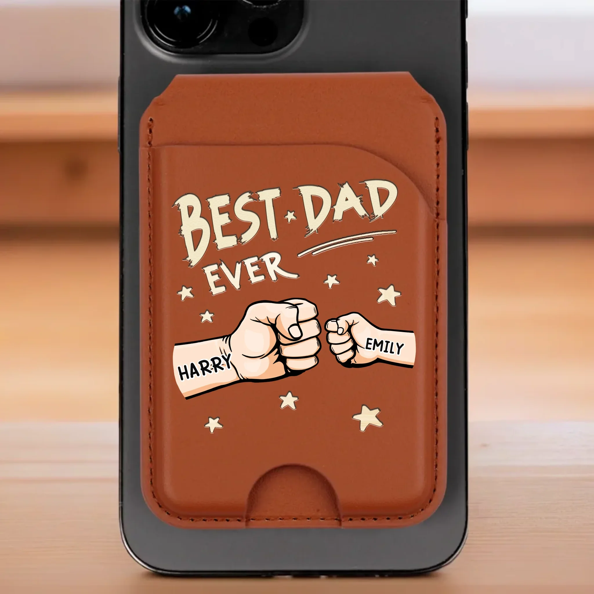 His Hands, Our Heroes - Family Personalized Custom Magnetic Wallet For iPhone - Father's Day, Gift For Dad, Grandpa - Image 3