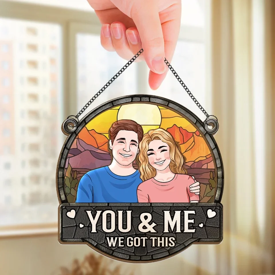 Ho, Ho, Home For Christmas - Couple Personalized Window Hanging Suncatcher Ornament - Christmas Gift For Husband Wife, Anniversary - Image 3