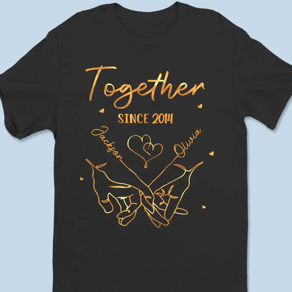 Hold My Hand And Never Let Go - Couple Personalized Custom Unisex T-shirt, Hoodie, Sweatshirt - Gift For Husband Wife, Anniversary - Image 2