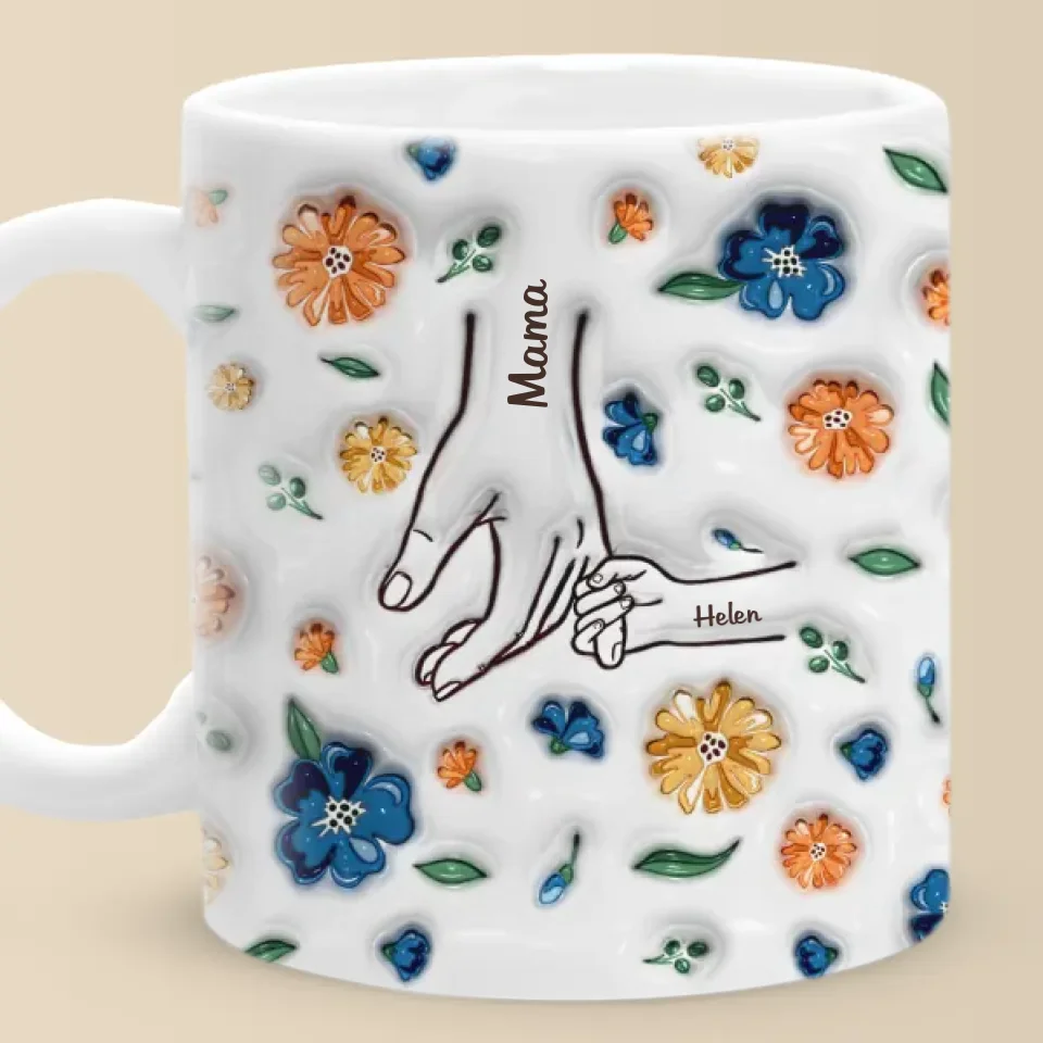 Hold My Hand, Hold My Heart BK - Family Personalized Custom 3D Inflated Effect Printed Mug - Mother's Day, Gift For Mom, Grandma - Image 6