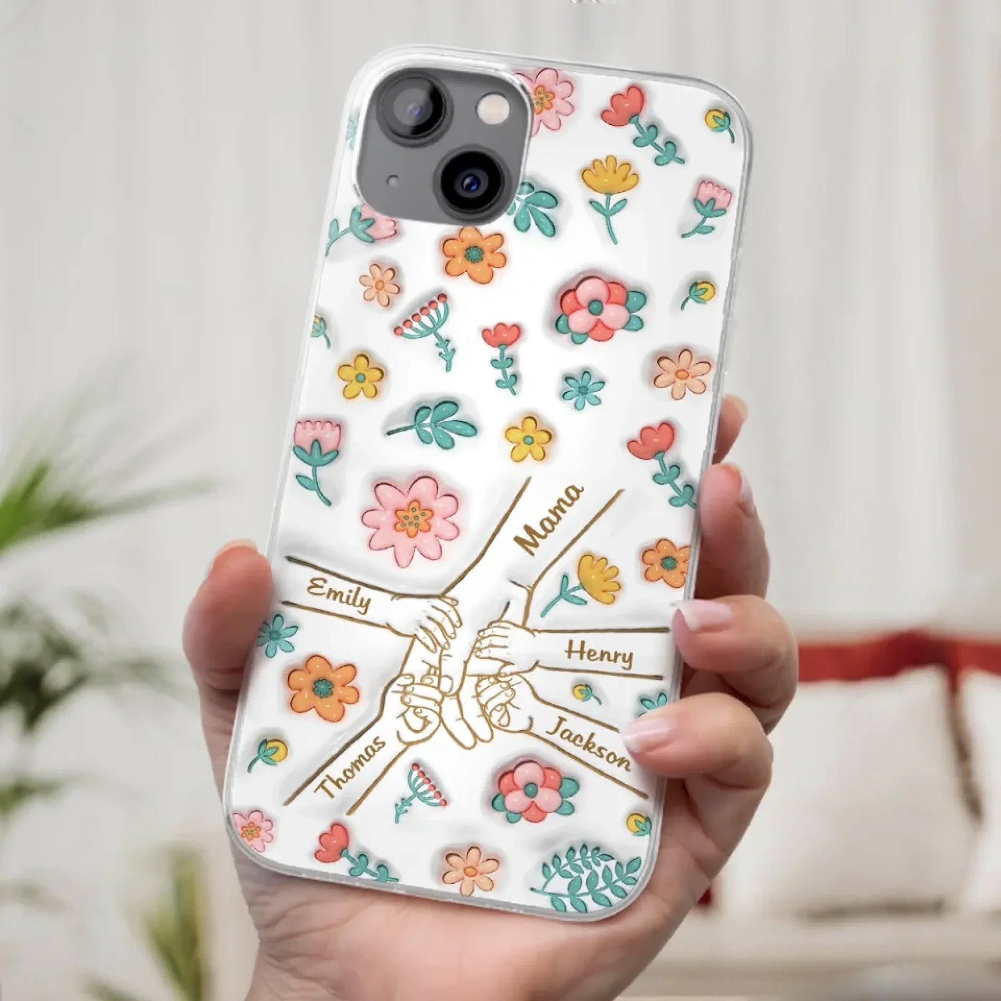 Holding Love Always - Family Personalized Custom 3D Inflated Effect Printed Clear Phone Case - Gift For Mom, Grandma - Image 32