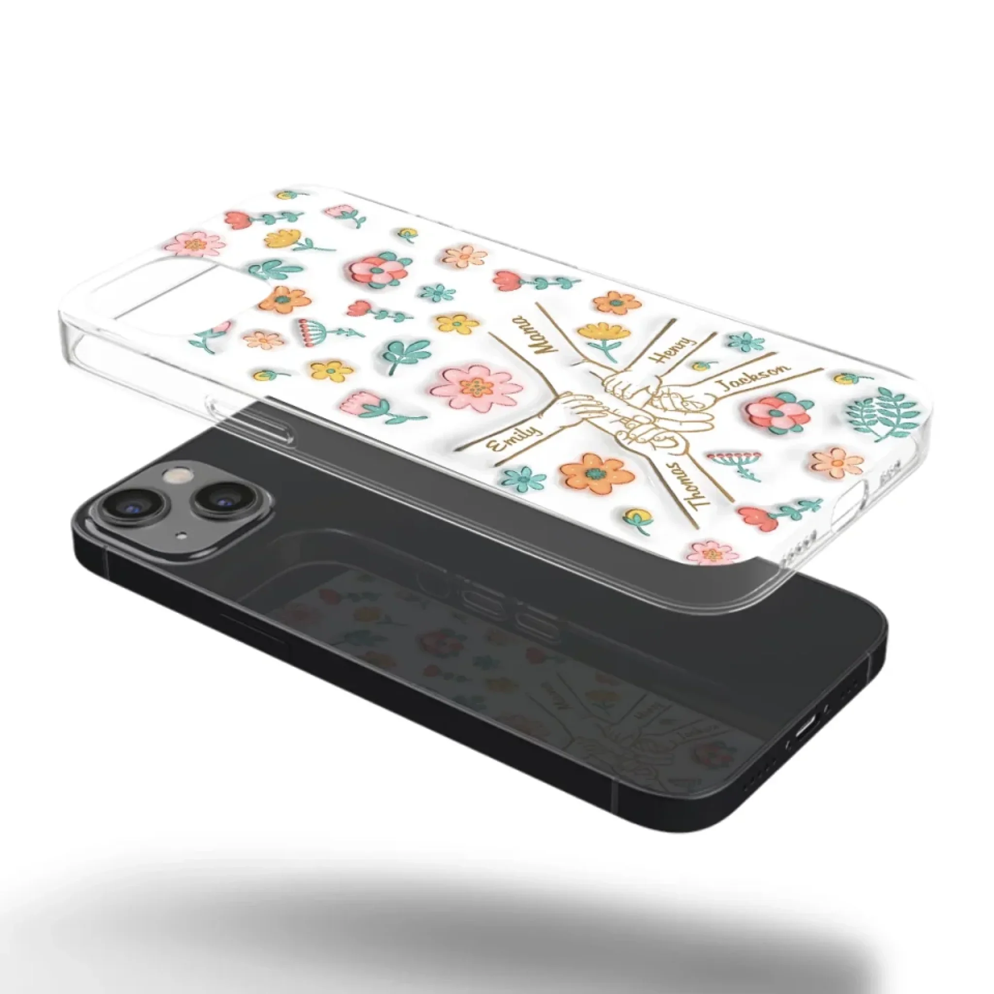 Holding Love Always - Family Personalized Custom 3D Inflated Effect Printed Clear Phone Case - Gift For Mom, Grandma - Image 33