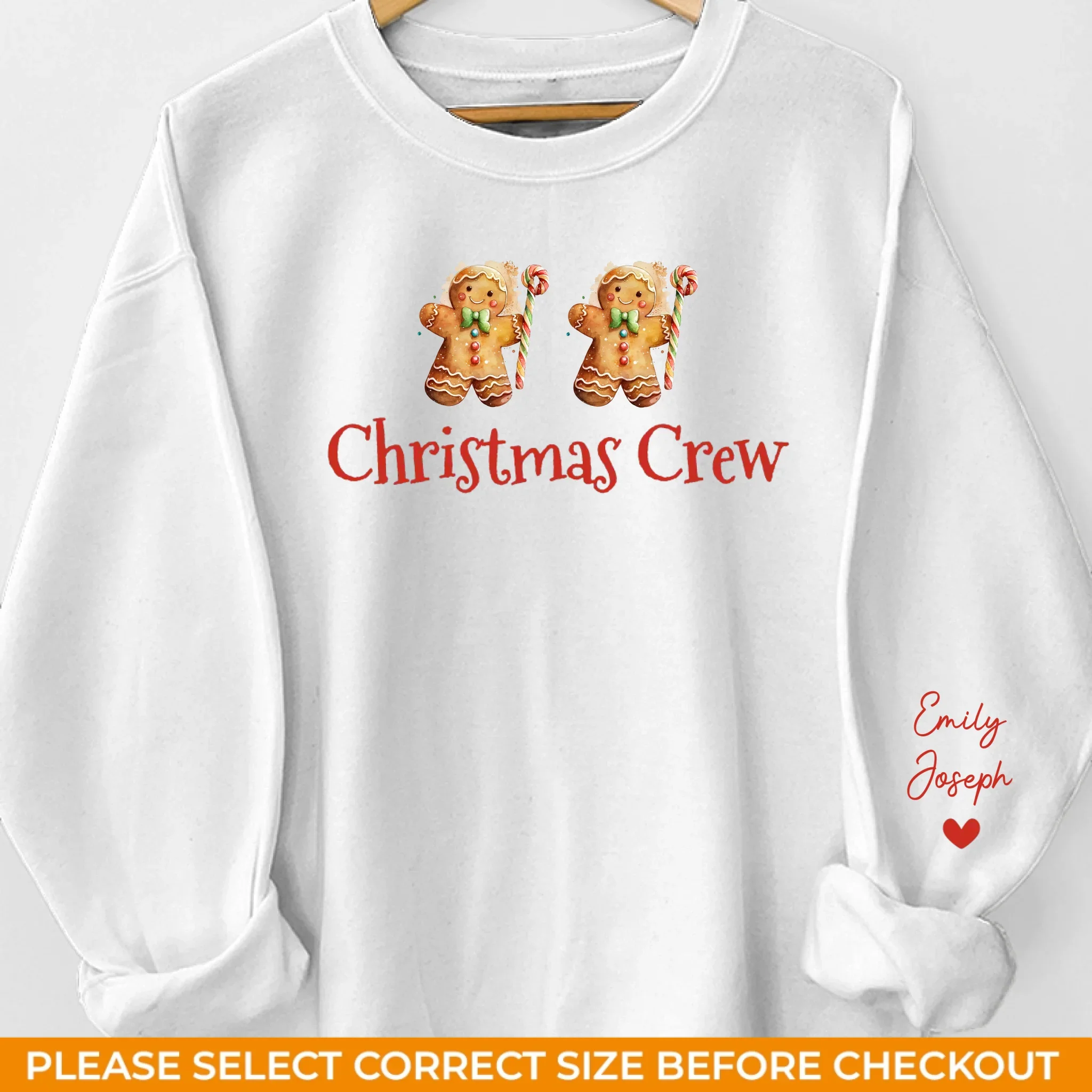 Holiday Wishes Made With Gingerbread Hugs And Peppermint Kisses - Family Personalized Custom Unisex Sweatshirt With Design On Sleeve - Christmas Gift For Family Members - Image 2