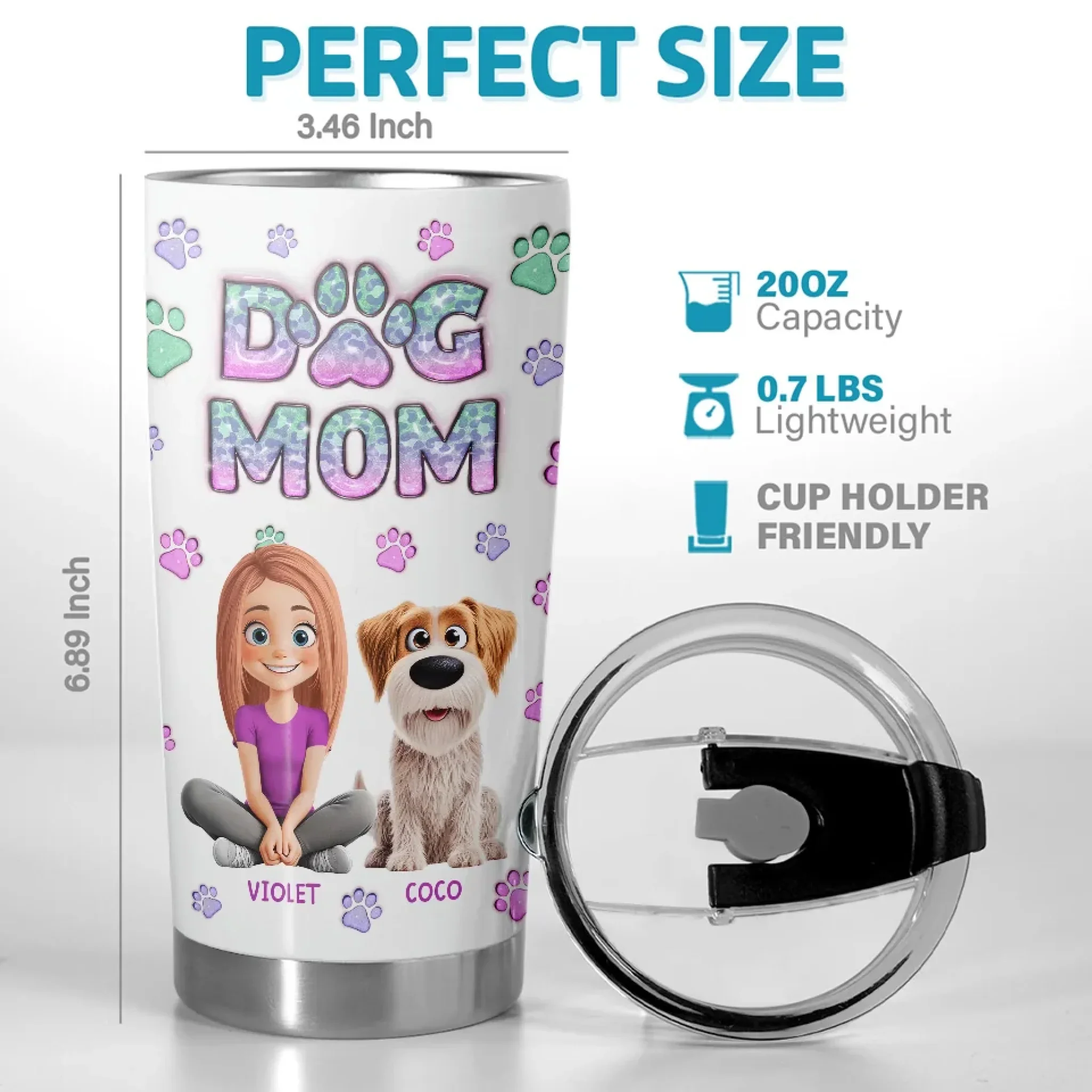 Home Is Where The Fur Sticks To Everything - Dog & Cat Personalized Custom 3D Inflated Effect Printed Tumbler - Gift For Pet Owners, Pet Lovers - Image 3