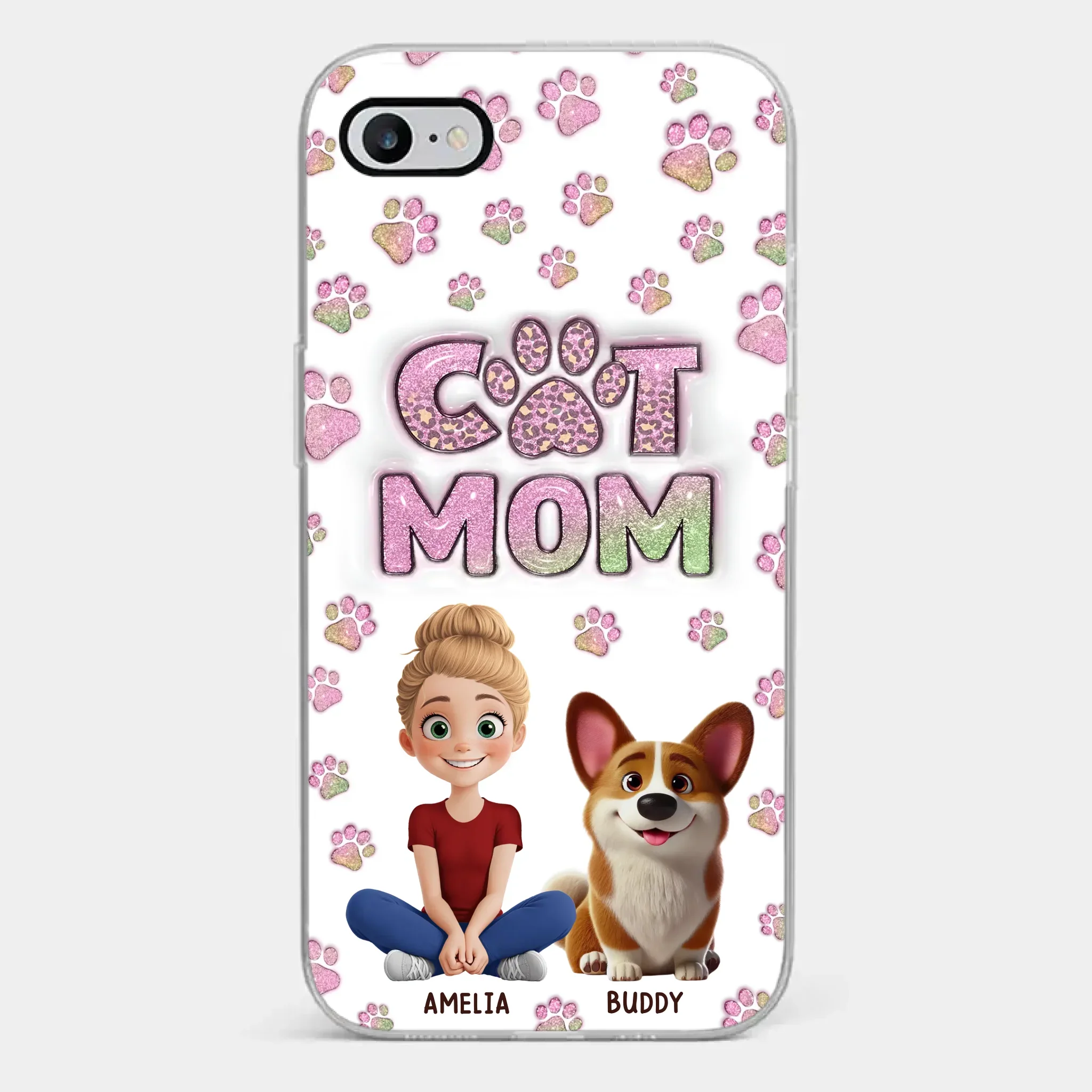 Home Is Where The Paws Are - Dog & Cat Personalized Custom 3D Inflated Effect Printed Clear Phone Case - Gift For Pet Owners, Pet Lovers - Image 2