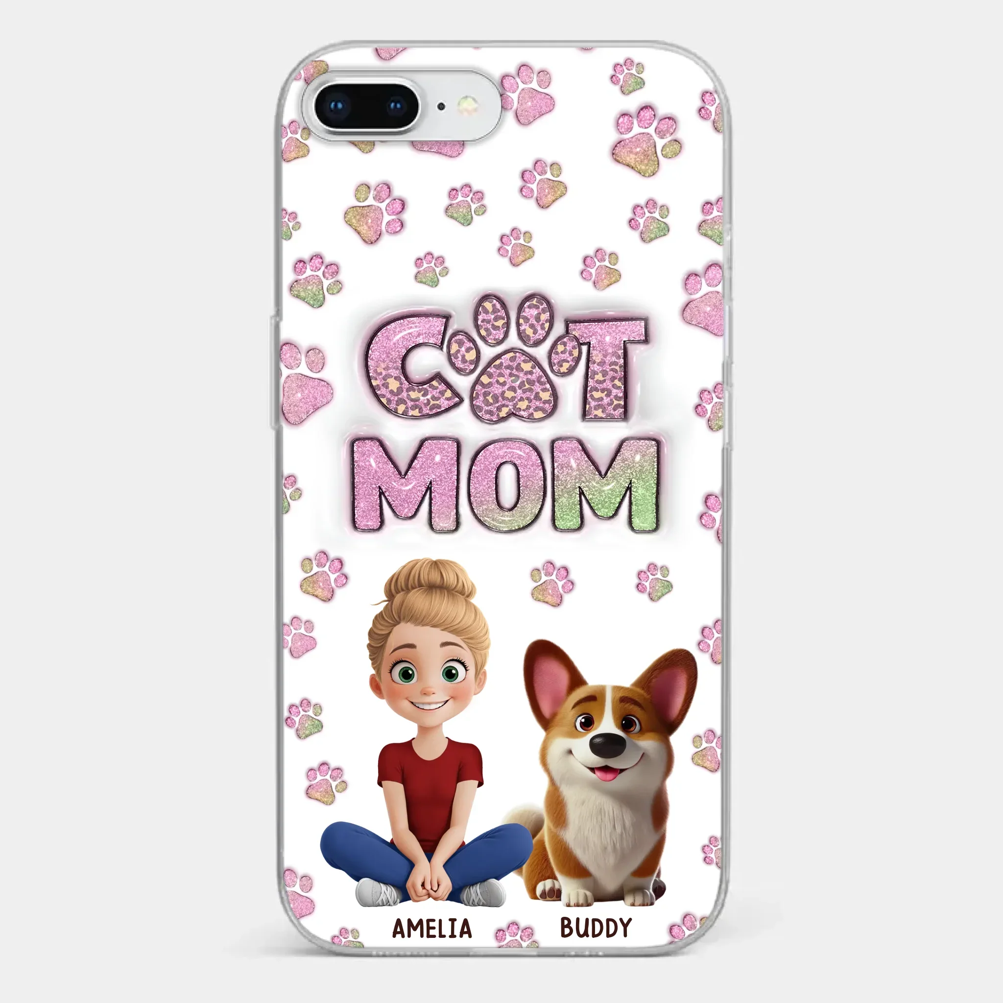 Home Is Where The Paws Are - Dog & Cat Personalized Custom 3D Inflated Effect Printed Clear Phone Case - Gift For Pet Owners, Pet Lovers - Image 3