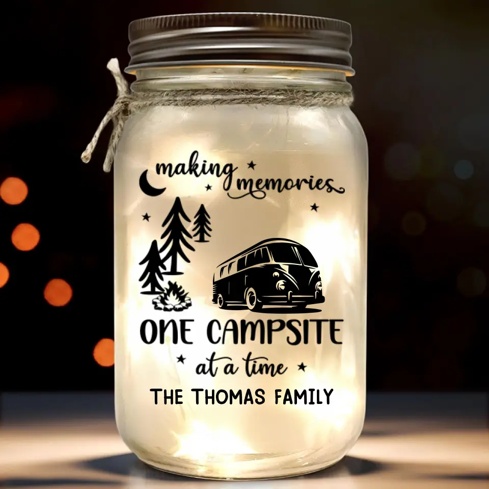 Home Is Where You Park It - Camping Personalized Custom Mason Jar Light - Gift For Couple, Husband Wife, Camping Lovers - Image 2