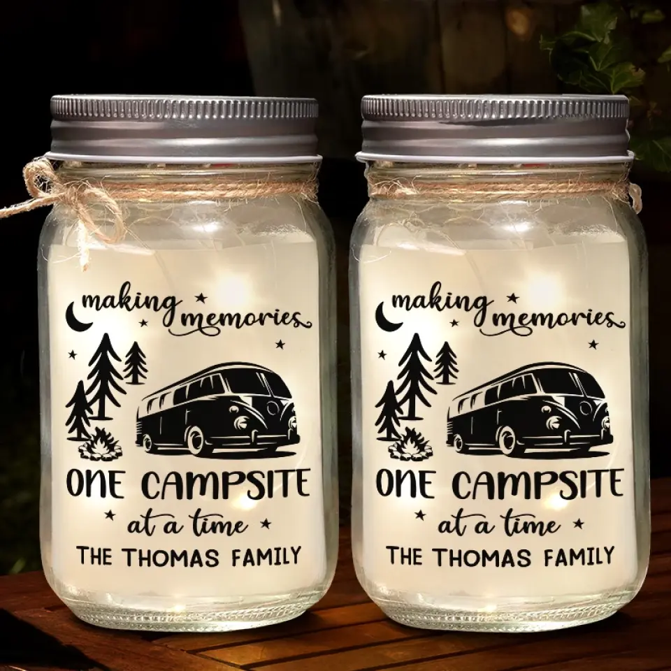 Home Is Where You Park It - Camping Personalized Custom Mason Jar Light - Gift For Couple, Husband Wife, Camping Lovers - Image 3