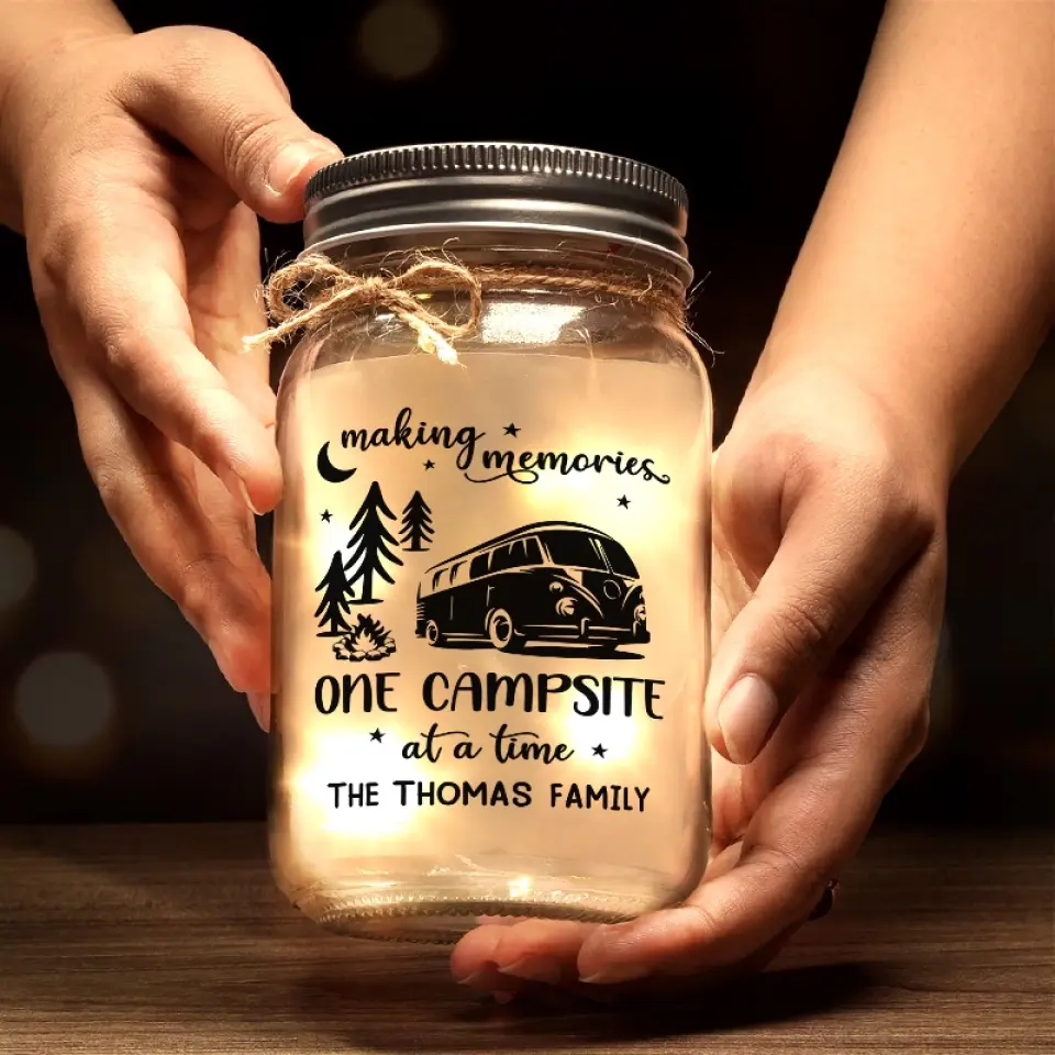Home Is Where You Park It - Camping Personalized Custom Mason Jar Light - Gift For Couple, Husband Wife, Camping Lovers - Image 4