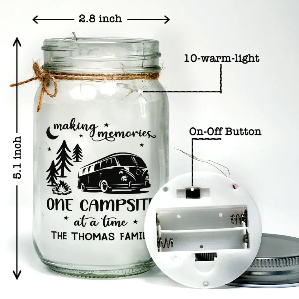 Home Is Where You Park It - Camping Personalized Custom Mason Jar Light - Gift For Couple, Husband Wife, Camping Lovers - Image 5