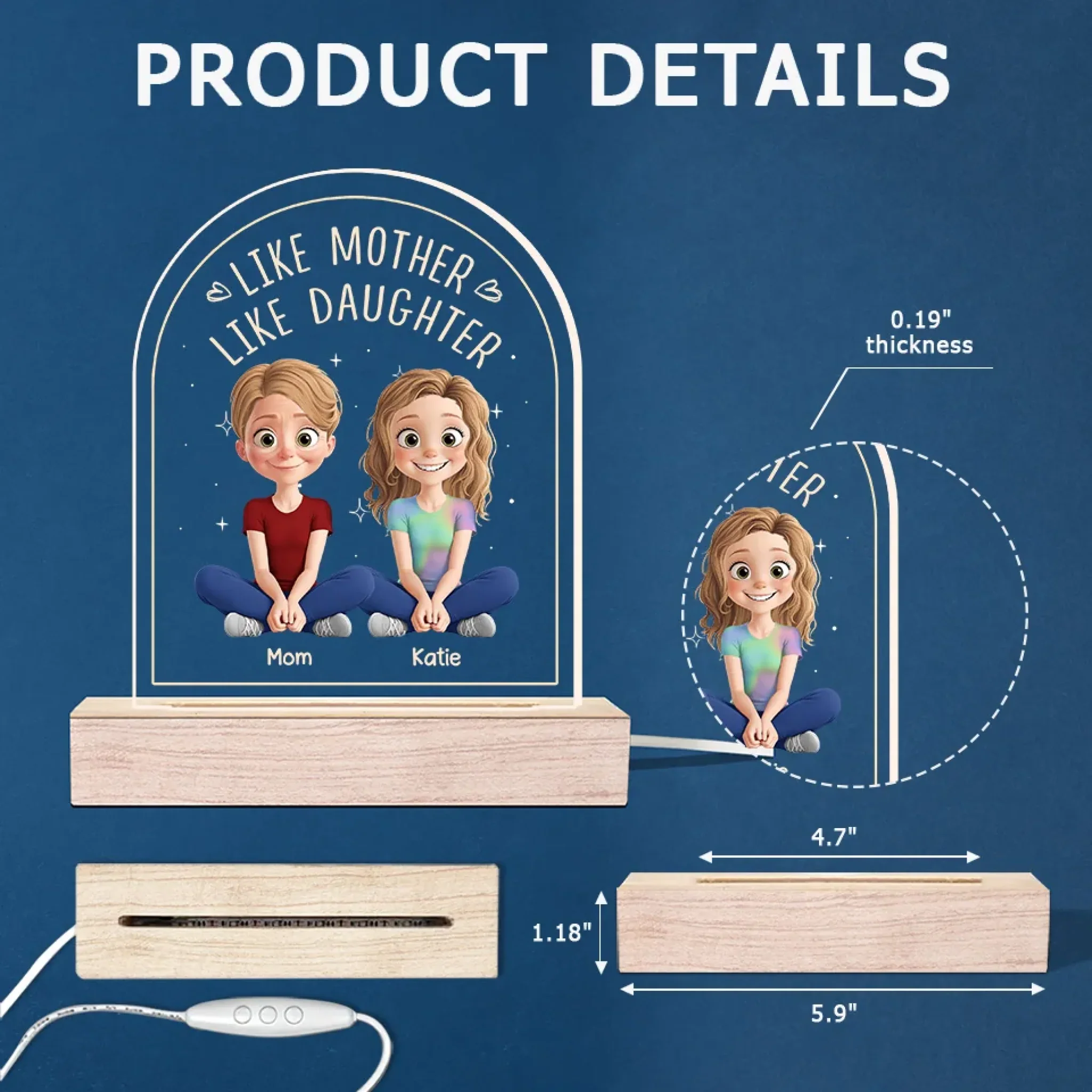 Home Is Wherever Mom Is - Family  Personalized Custom Shaped 3D LED Light - Mother's Day, Gift For Mom, Daughter - Image 7