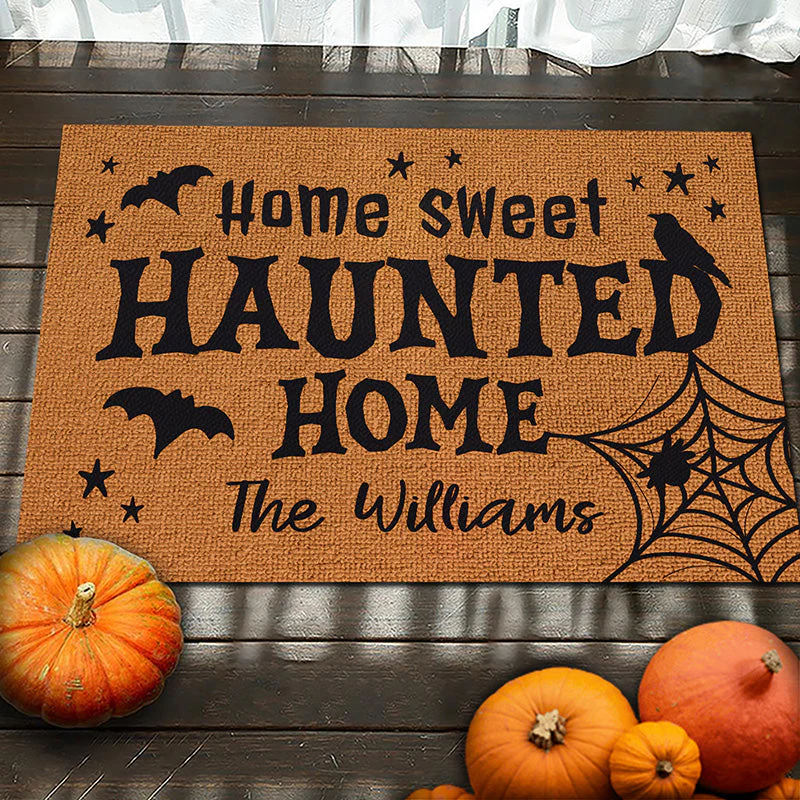 Home Sweet Haunted Home - Family Personalized Custom Home Decor Decorative Mat - Halloween Gift For Family Members - Image 4