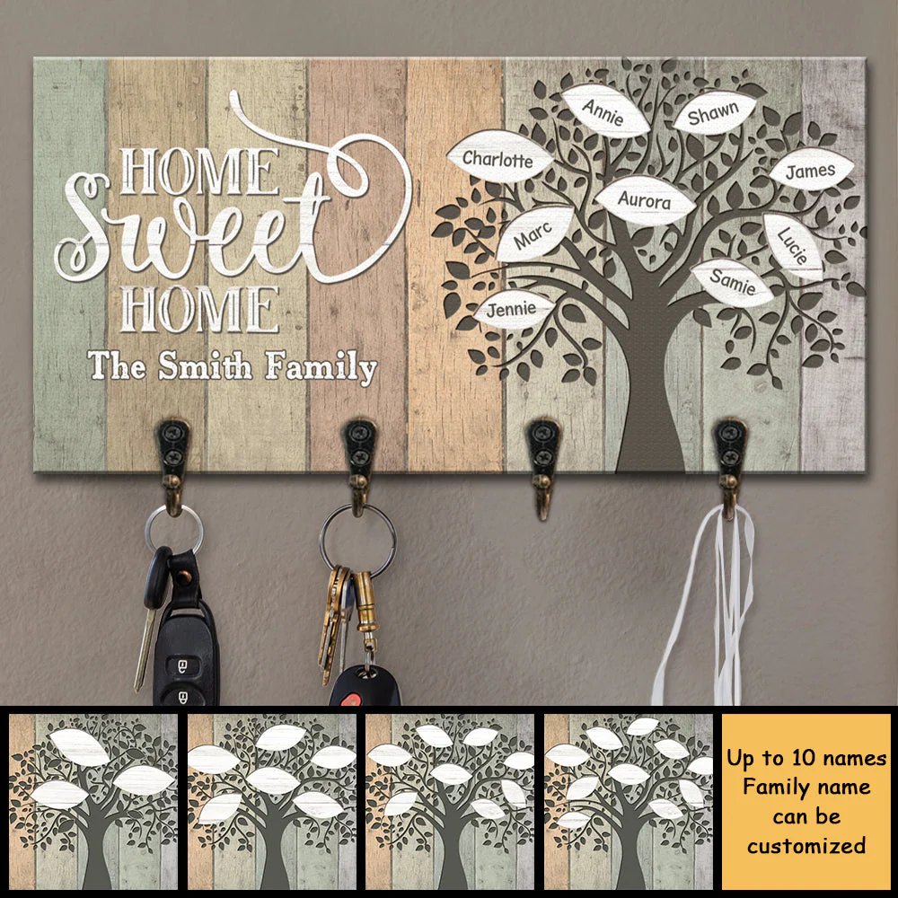 Home Sweet Home - Personalized Key Hanger, Key Holder - Gift For Couples, Husband Wife - Image 3