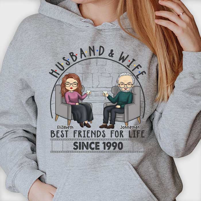 Husband & Wife Are Best Friends For Life - Personalized Unisex T-shirt, Hoodie, Sweatshirt - Gift For Couple, Husband Wife, Anniversary, Engagement, Wedding, Marriage Gift - Image 2