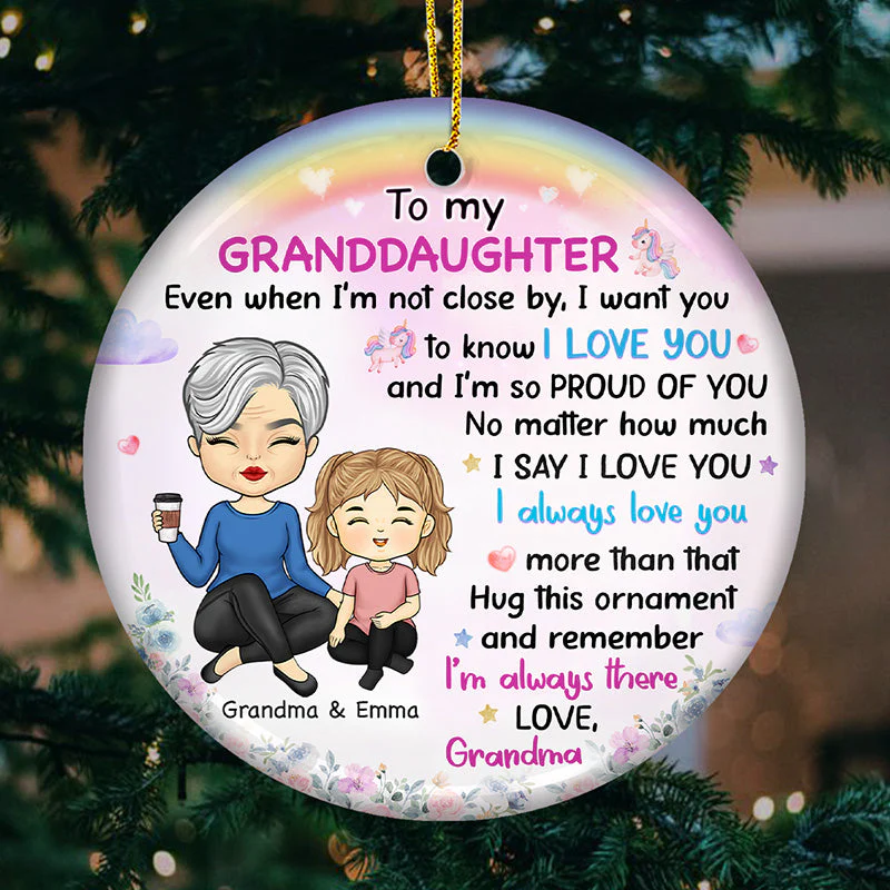 I Always Love You - Family Personalized Custom Ornament - Ceramic Round Shaped - Christmas Gift For Grandma